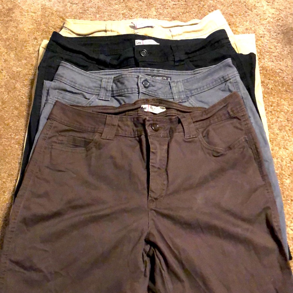 Lot of 4 Womens Lee Classic Fit Straight Leg Khaki Pants